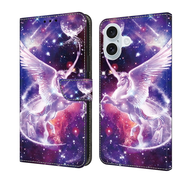 Crystal Painted Leather Phone case, For iPhone 16 Plus, For iPhone 16