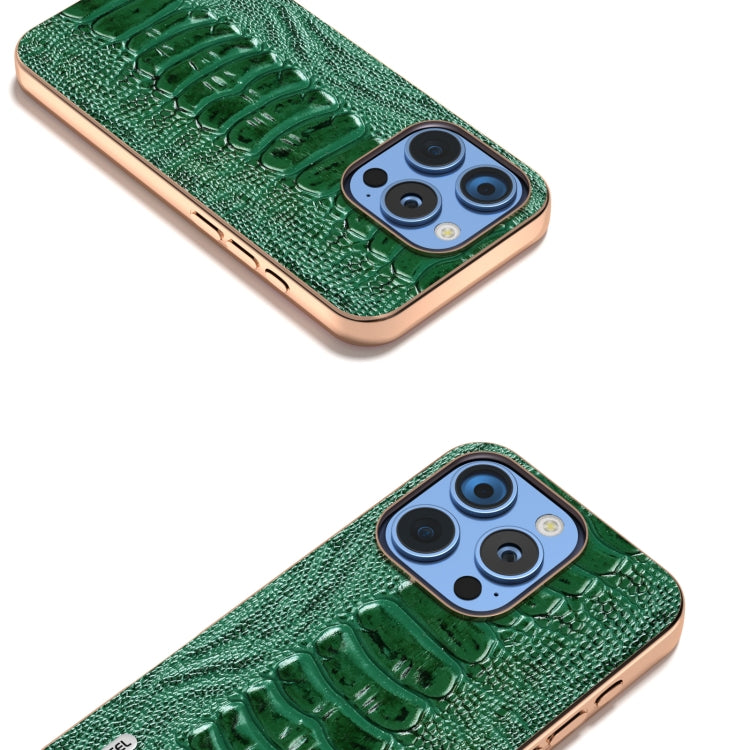 ABEEL Electroplating Frame Genuine Leather Weilai Series Phone Case, For iPhone 16 Pro Max, For iPhone 16 Pro, For iPhone 16 Plus, For iPhone 16