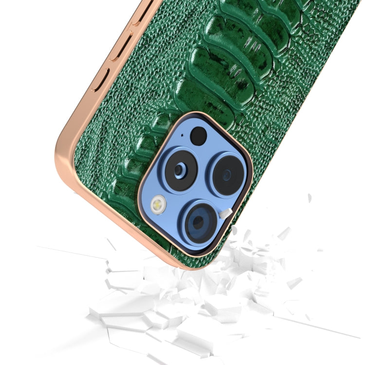 ABEEL Electroplating Frame Genuine Leather Weilai Series Phone Case, For iPhone 16 Pro Max, For iPhone 16 Pro, For iPhone 16 Plus, For iPhone 16