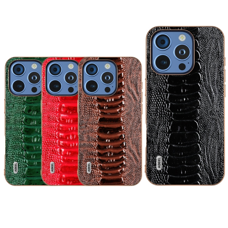 ABEEL Electroplating Frame Genuine Leather Weilai Series Phone Case, For iPhone 16 Pro Max, For iPhone 16 Pro, For iPhone 16 Plus, For iPhone 16