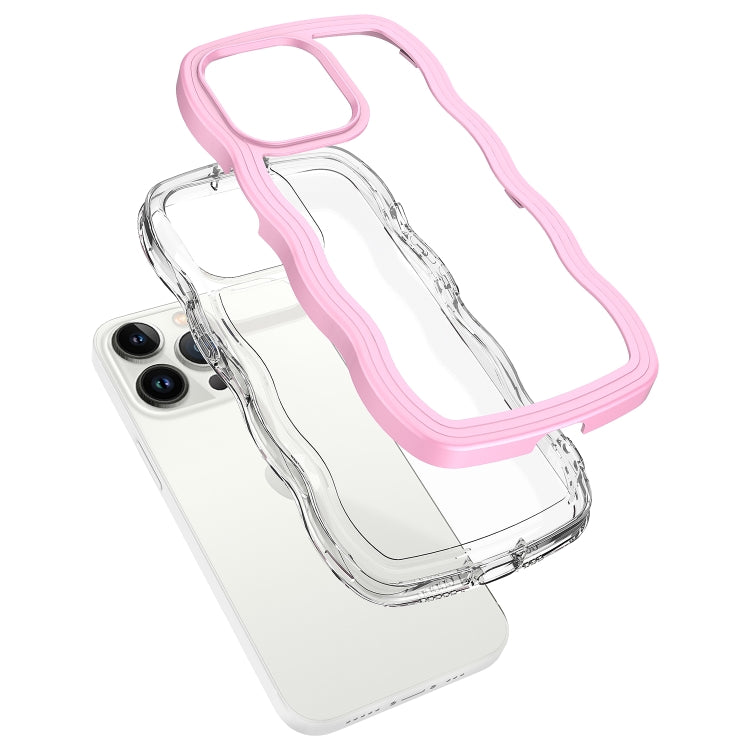 Candy Color Wave TPU Clear PC Phone Case, For iPhone 16 Pro Max, For iPhone 16 Pro, For iPhone 16 Plus, For iPhone 16