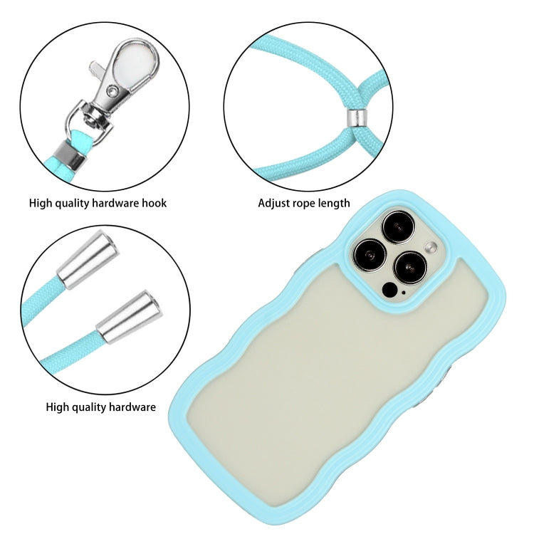 Candy Color Wave TPU Clear PC Phone Case with Lanyard, For iPhone 16 Pro Max, For iPhone 16 Pro, For iPhone 16 Plus, For iPhone 16