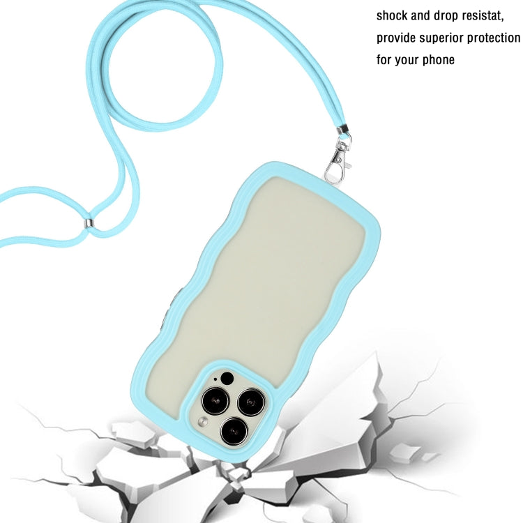 Candy Color Wave TPU Clear PC Phone Case with Lanyard, For iPhone 16 Pro Max, For iPhone 16 Pro, For iPhone 16 Plus, For iPhone 16