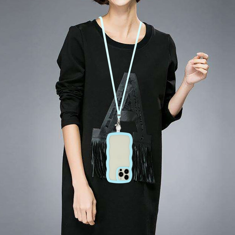 Candy Color Wave TPU Clear PC Phone Case with Lanyard, For iPhone 16 Pro Max, For iPhone 16 Pro, For iPhone 16 Plus, For iPhone 16