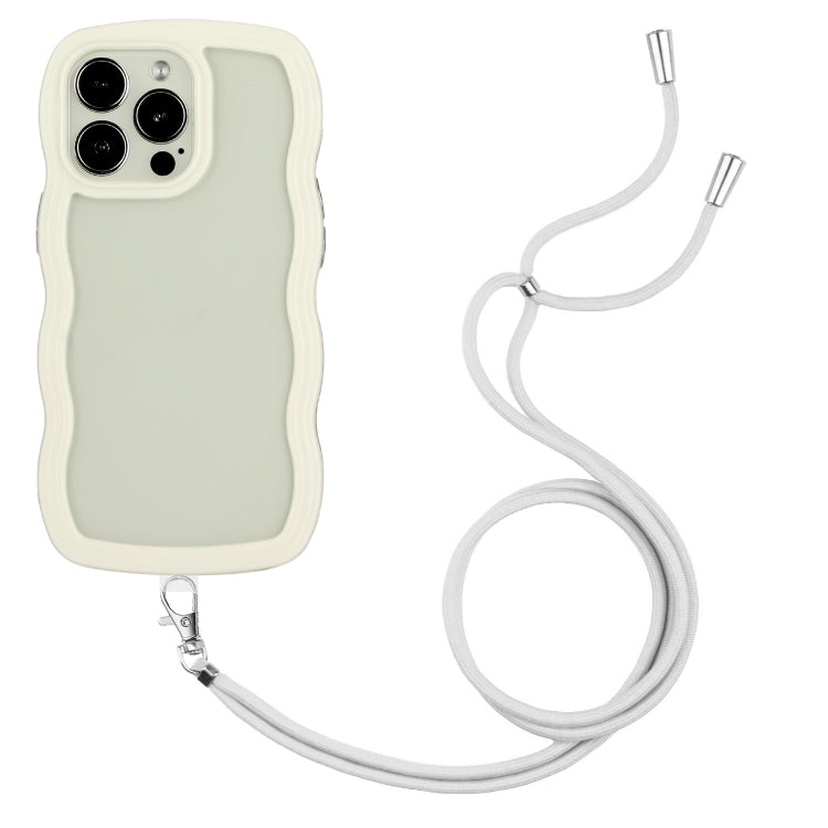 Candy Color Wave TPU Clear PC Phone Case with Lanyard, For iPhone 16 Pro Max, For iPhone 16 Pro, For iPhone 16 Plus, For iPhone 16