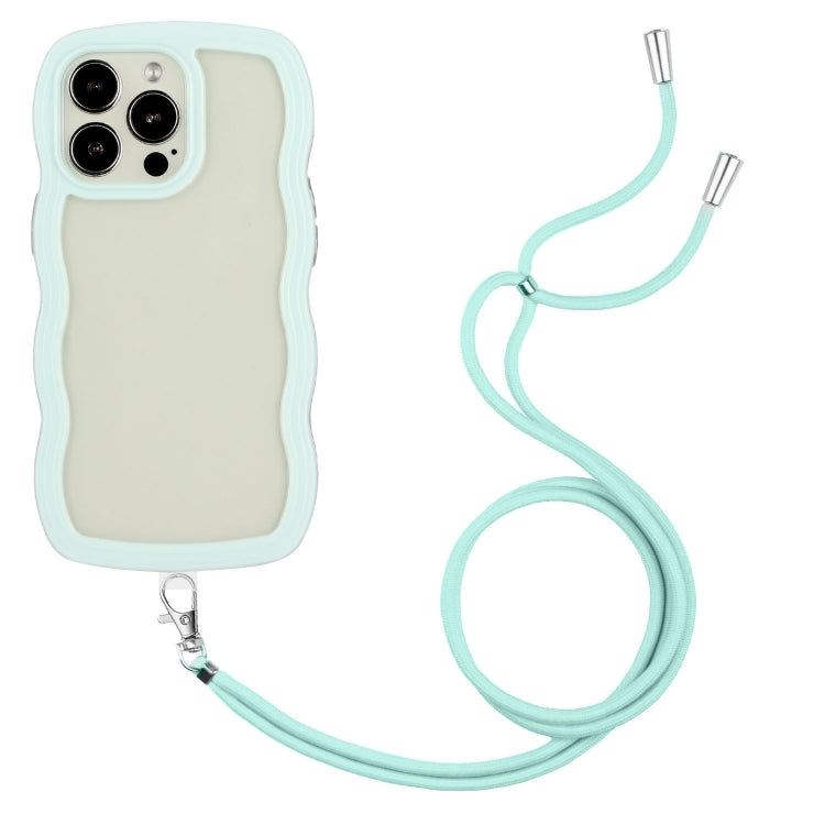 Candy Color Wave TPU Clear PC Phone Case with Lanyard, For iPhone 16 Pro Max, For iPhone 16 Pro, For iPhone 16 Plus, For iPhone 16