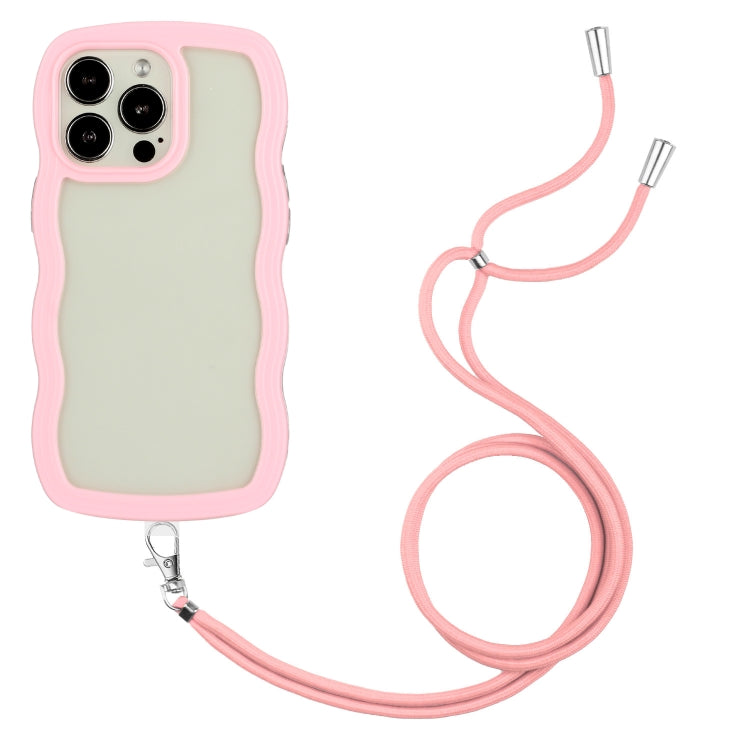 Candy Color Wave TPU Clear PC Phone Case with Lanyard, For iPhone 16 Pro Max, For iPhone 16 Pro, For iPhone 16 Plus, For iPhone 16