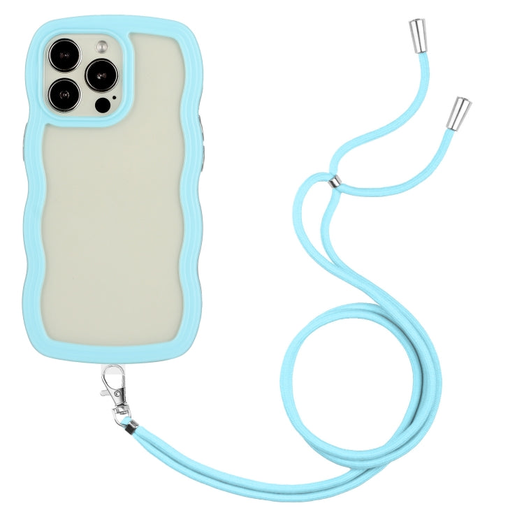 Candy Color Wave TPU Clear PC Phone Case with Lanyard, For iPhone 16 Pro Max, For iPhone 16 Pro, For iPhone 16 Plus, For iPhone 16