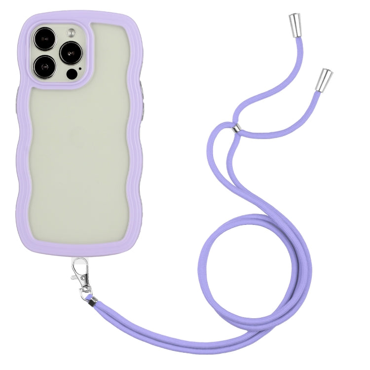Candy Color Wave TPU Clear PC Phone Case with Lanyard, For iPhone 16 Pro Max, For iPhone 16 Pro, For iPhone 16 Plus, For iPhone 16