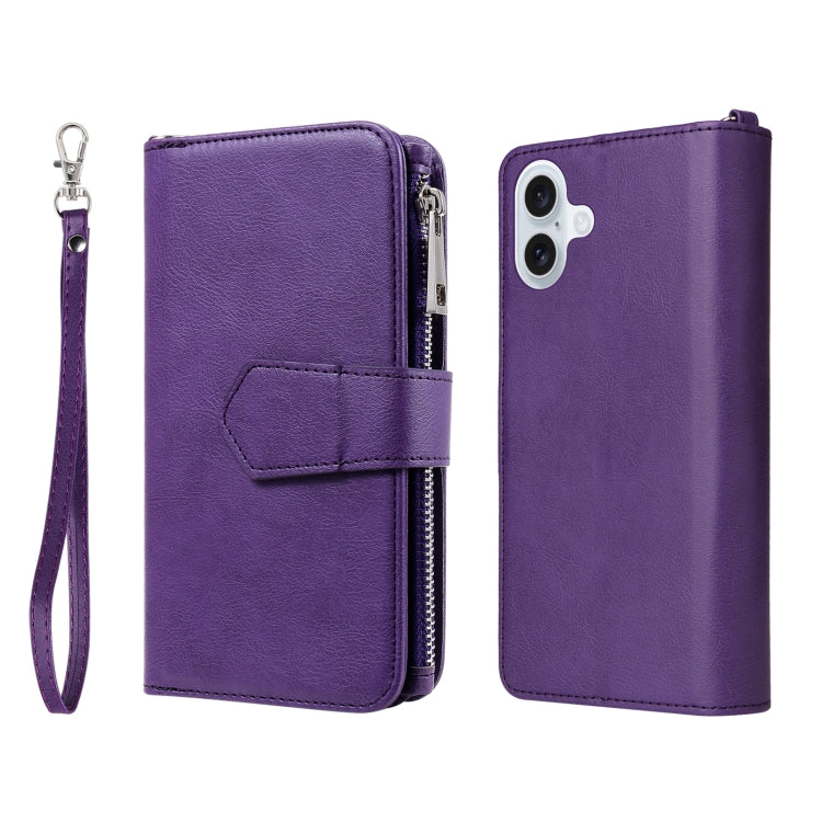 Solid Color 2 in 1 Zipper Shockproof Phone Case, For iPhone 16 Pro Max, For iPhone 16 Pro, For iPhone 16 Plus, For iPhone 16