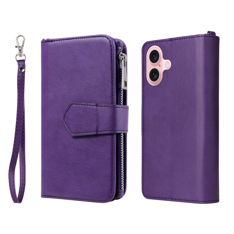 Solid Color 2 in 1 Zipper Shockproof Phone Case, For iPhone 16 Pro Max, For iPhone 16 Pro, For iPhone 16 Plus, For iPhone 16