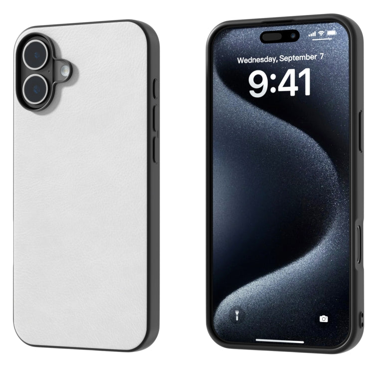 Dual Color Lichi Texture PU Phone Case, For iPhone 16 Pro Max, For iPhone 16 Pro, For iPhone 16 Plus, For iPhone 16