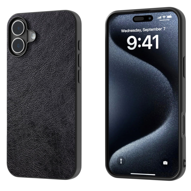 Dual Color Lichi Texture PU Phone Case, For iPhone 16 Pro Max, For iPhone 16 Pro, For iPhone 16 Plus, For iPhone 16