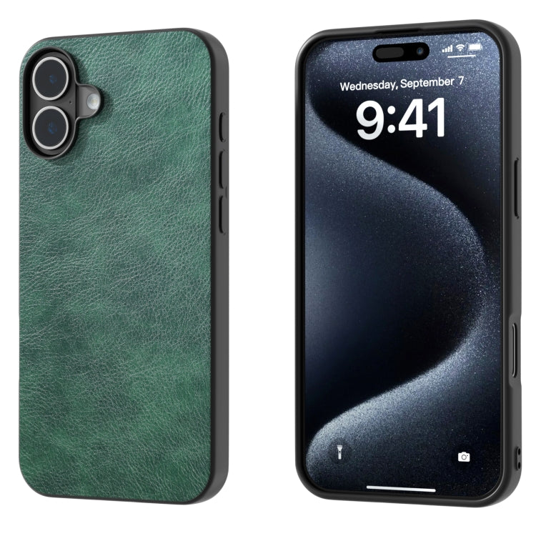 Dual Color Lichi Texture PU Phone Case, For iPhone 16 Pro Max, For iPhone 16 Pro, For iPhone 16 Plus, For iPhone 16