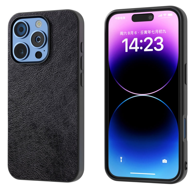 Dual Color Lichi Texture PU Phone Case, For iPhone 16 Pro Max, For iPhone 16 Pro, For iPhone 16 Plus, For iPhone 16