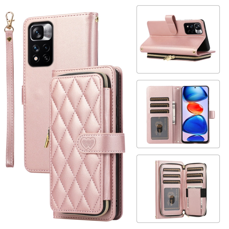 Rhombic Full Zipper Wallet Leather Phone Case, For Xiaomi 12T / 12T Pro, For Xiaomi Mi 11T / 11T Pro, For Xiaomi Poco F3, For Xiaomi Poco X3 NFC