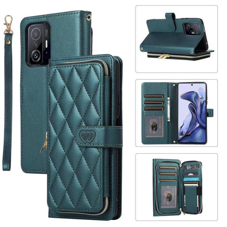 Rhombic Full Zipper Wallet Leather Phone Case, For Xiaomi 12T / 12T Pro, For Xiaomi Mi 11T / 11T Pro, For Xiaomi Poco F3, For Xiaomi Poco X3 NFC