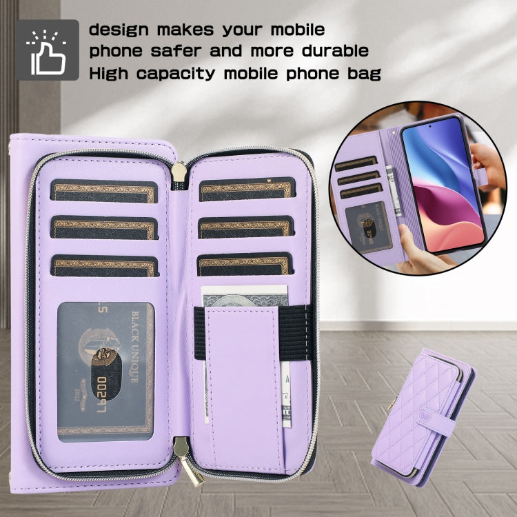 Rhombic Full Zipper Wallet Leather Phone Case