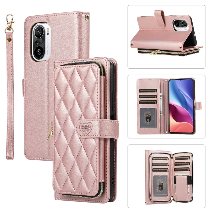 Rhombic Full Zipper Wallet Leather Phone Case, For Redmi Note 11 Pro Global, For Redmi K40, For Redmi Note 10 / 10S