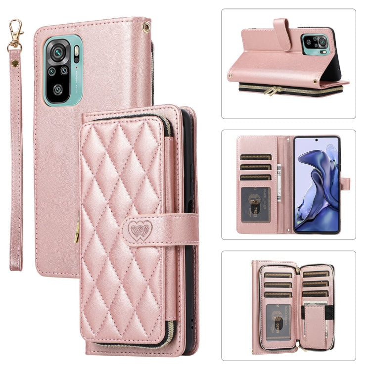 Rhombic Full Zipper Wallet Leather Phone Case, For Redmi Note 11 Pro Global, For Redmi K40, For Redmi Note 10 / 10S