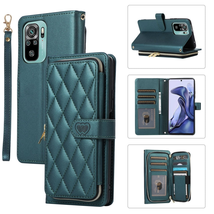 Rhombic Full Zipper Wallet Leather Phone Case, For Redmi Note 11 Pro Global, For Redmi K40, For Redmi Note 10 / 10S