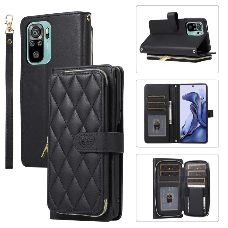 Rhombic Full Zipper Wallet Leather Phone Case