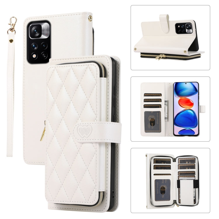 Rhombic Full Zipper Wallet Leather Phone Case