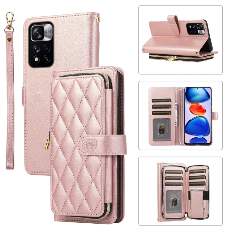 Rhombic Full Zipper Wallet Leather Phone Case