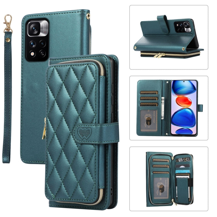Rhombic Full Zipper Wallet Leather Phone Case