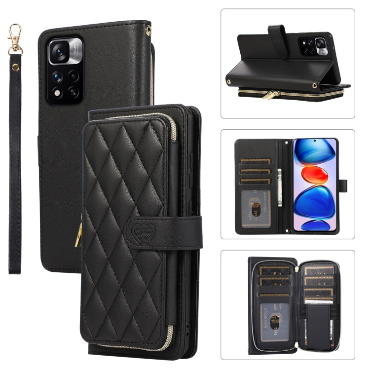 Rhombic Full Zipper Wallet Leather Phone Case