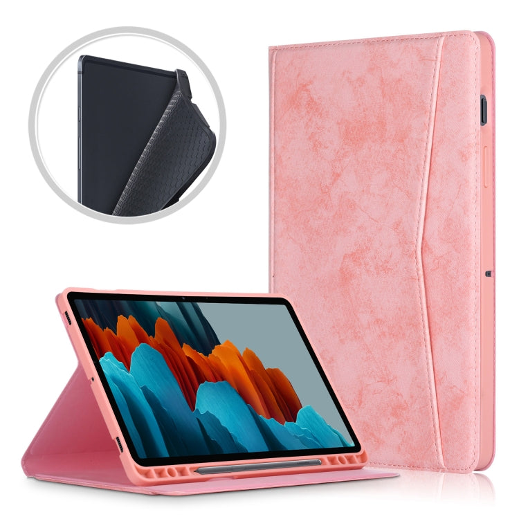 Étui à rabat horizontal en cuir TPU avec support frontal, emplacement pour stylo et fonction veille/réveil, pour Samsung Galaxy Tab S8 / Galaxy Tab S7 T870/T875, pour Samsung Galaxy Tab S8+ / Tab S8 Plus / Tab S7 FE / Tab S7+ T970/T976B