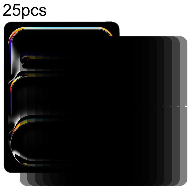 25pcs 0.33mm 9H 2.5D Privacy Anti-glare Explosion-proof Tempered Glass Film, For iPad 2025 / 2022, For iPad Air 11 2025 / 2024, For iPad Air 13 2025 / 2024, For iPad Pro 13 2024, For iPad Pro 11 2024, For iPad 10.2 2021 / 2020 / 2019