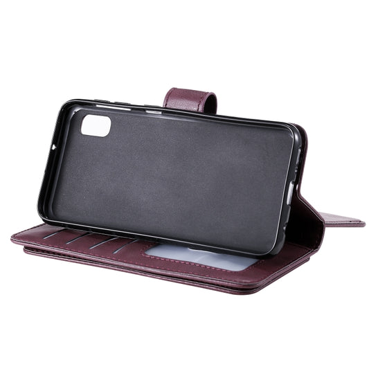 Multifunctional leather case with photo frame window and kickstand for Galaxy A10e hands-free viewing