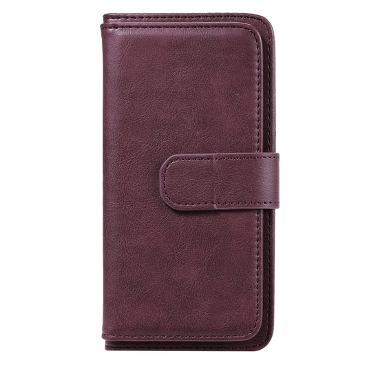 Solid color leather wallet case for Galaxy A20e featuring 10 card storage compartments