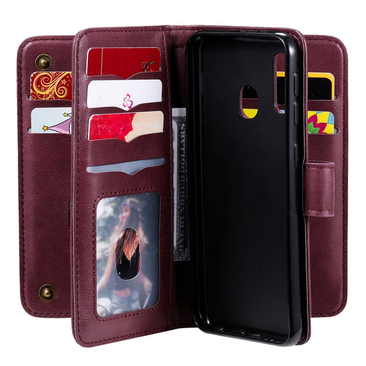 Premium copper buckle leather case for Samsung A20e with built-in card holder slots