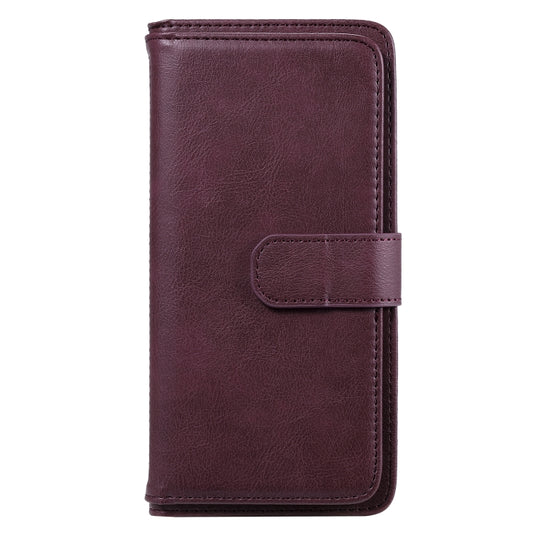 Brown leather wallet case featuring 10 card slots for Galaxy A51 5G