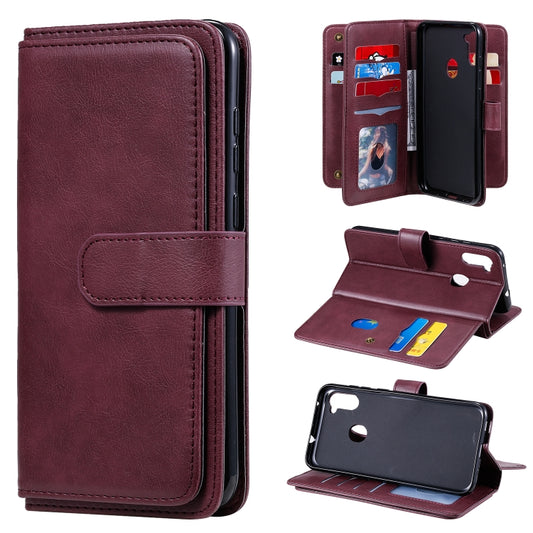 Magnetic copper buckle leather wallet case Samsung Galaxy M11 M31 with card slots