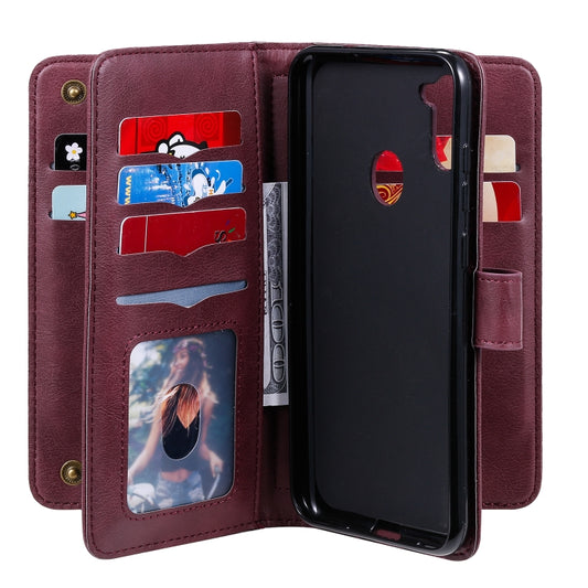 Back view Galaxy M31 leather wallet case with copper magnetic buckle fastening