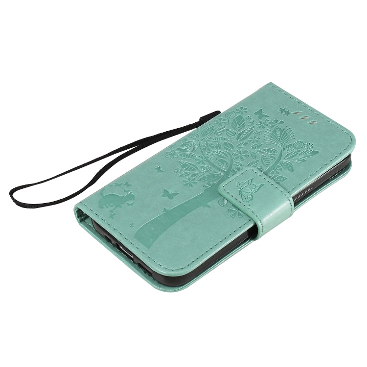 Tree & Cat Embossed Pattern Horizontal Flip Leather Case with Holder & Card Slots & Wallet & Lanyard, For iPhone 12 mini, For iPhone 12 / 12 Pro