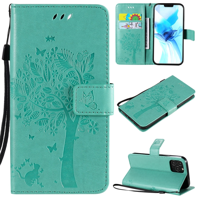 Tree & Cat Embossed Pattern Horizontal Flip Leather Case with Holder & Card Slots & Wallet & Lanyard, For iPhone 12 mini, For iPhone 12 / 12 Pro