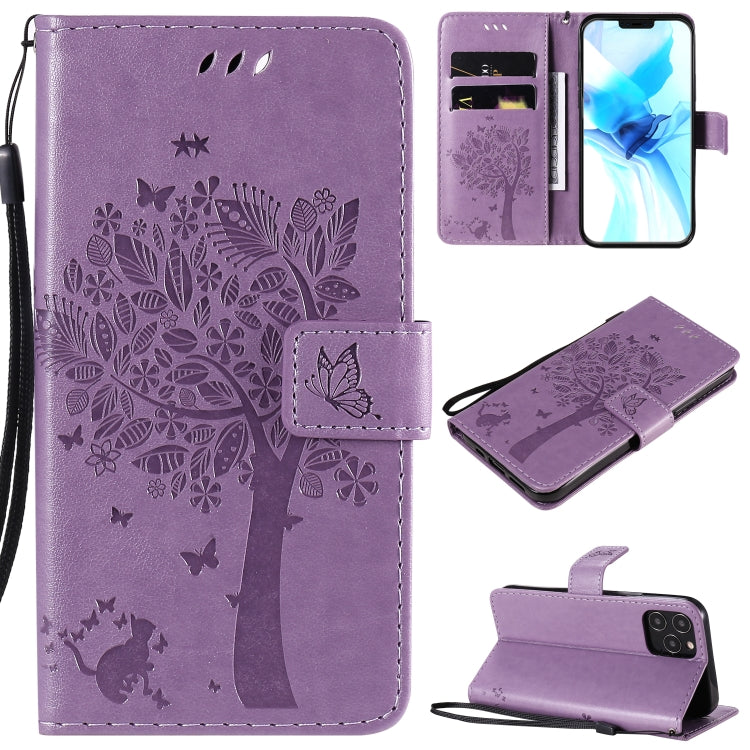 Tree & Cat Embossed Pattern Horizontal Flip Leather Case with Holder & Card Slots & Wallet & Lanyard, For iPhone 12 mini, For iPhone 12 / 12 Pro
