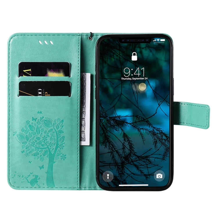 Tree & Cat Embossed Pattern Horizontal Flip Leather Case with Holder & Card Slots & Wallet & Lanyard, For iPhone 12 Pro Max, For LG G9