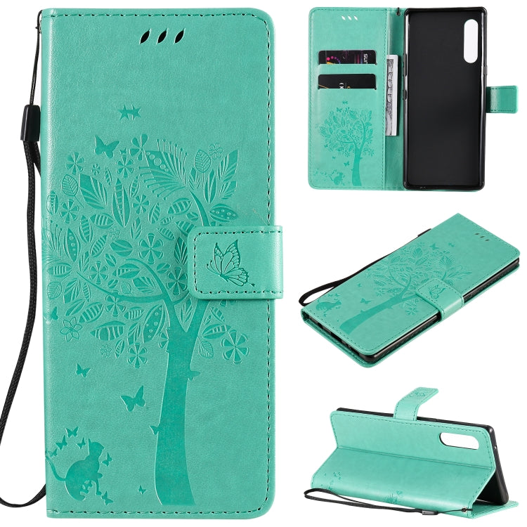 Tree & Cat Embossed Pattern Horizontal Flip Leather Case with Holder & Card Slots & Wallet & Lanyard, For iPhone 12 Pro Max, For LG G9