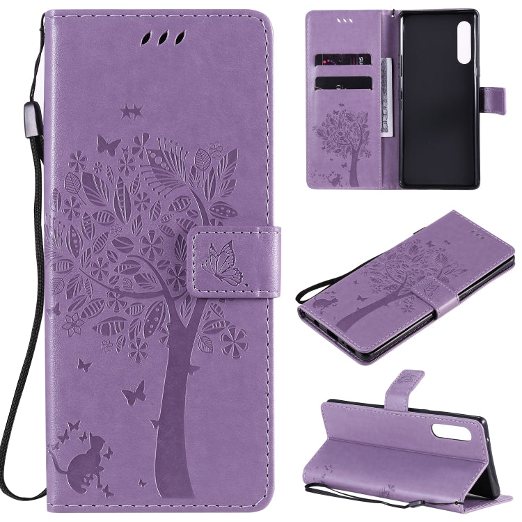 Tree & Cat Embossed Pattern Horizontal Flip Leather Case with Holder & Card Slots & Wallet & Lanyard, For iPhone 12 Pro Max, For LG G9