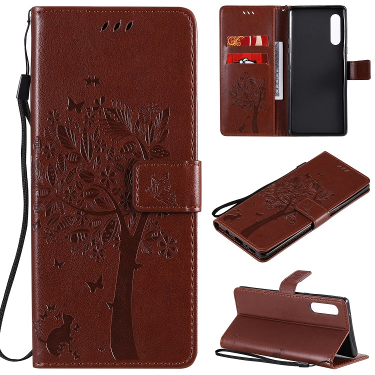 Tree & Cat Embossed Pattern Horizontal Flip Leather Case with Holder & Card Slots & Wallet & Lanyard, For iPhone 12 Pro Max, For LG G9