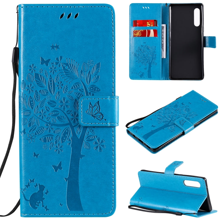 Tree & Cat Embossed Pattern Horizontal Flip Leather Case with Holder & Card Slots & Wallet & Lanyard, For iPhone 12 Pro Max, For LG G9