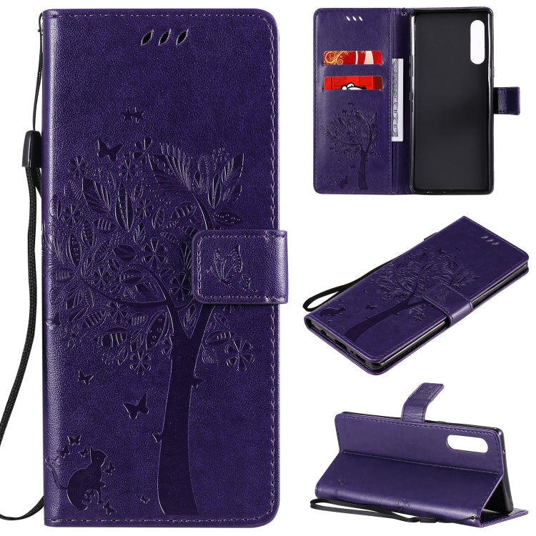 Tree & Cat Embossed Pattern Horizontal Flip Leather Case with Holder & Card Slots & Wallet & Lanyard, For iPhone 12 Pro Max, For LG G9