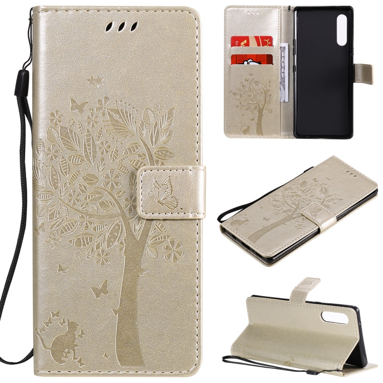 Tree & Cat Embossed Pattern Horizontal Flip Leather Case with Holder & Card Slots & Wallet & Lanyard, For iPhone 12 Pro Max, For LG G9