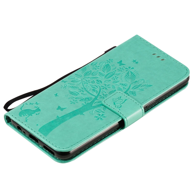 Tree & Cat Embossed Pattern Horizontal Flip Leather Case with Holder & Card Slots & Wallet & Lanyard, For LG K41S / K51S, For LG K50S