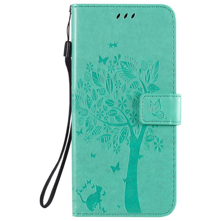 Tree & Cat Embossed Pattern Horizontal Flip Leather Case with Holder & Card Slots & Wallet & Lanyard, For LG K51, For LG K61